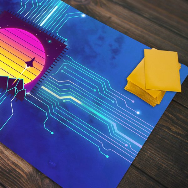Synthwave Space Reactor Circuit Playmat Cheap - Image 4