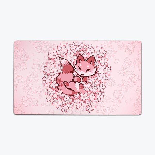 Cherry Blossom Fox Thin Desk Mat Hot on Sale