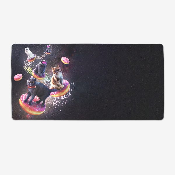 Space Cats Riding Donuts Extended Mousepad Cheap - Image 4