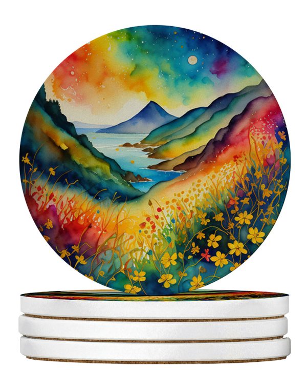 Colorful Hypericum or St. John’s Wort Large Sandstone Coasters Pack of 4 For Cheap
