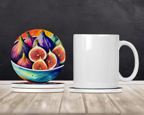 Colorful Figs Large Sandstone Coasters Pack of 4 For Sale - Image 2