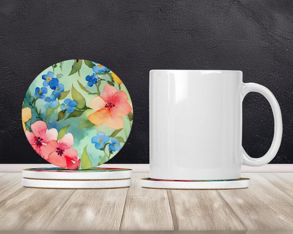 Alaska Forget-me-nots in Watercolor Large Sandstone Coasters Pack of 4 Supply - Image 2