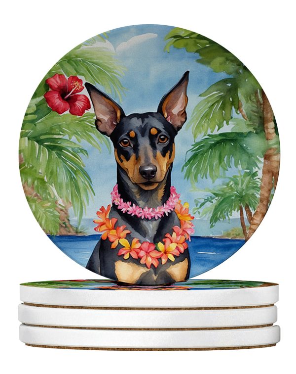 Manchester Terrier Luau Large Sandstone Coasters Pack of 4 Discount