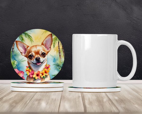 Chihuahua Luau Large Sandstone Coasters Pack of 4 on Sale - Image 2