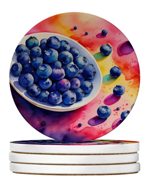 Colorful Blueberries Large Sandstone Coasters Pack of 4 Online Hot Sale