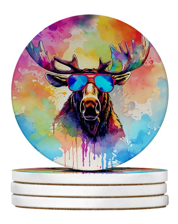 Hippie Animal Moose Large Sandstone Coasters Pack of 4 on Sale