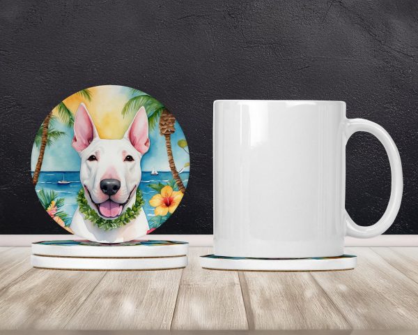 English Bull Terrier Luau Large Sandstone Coasters Pack of 4 Discount - Image 2