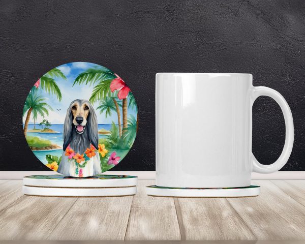 Afghan Hound Luau Large Sandstone Coasters Pack of 4 For Cheap - Image 2