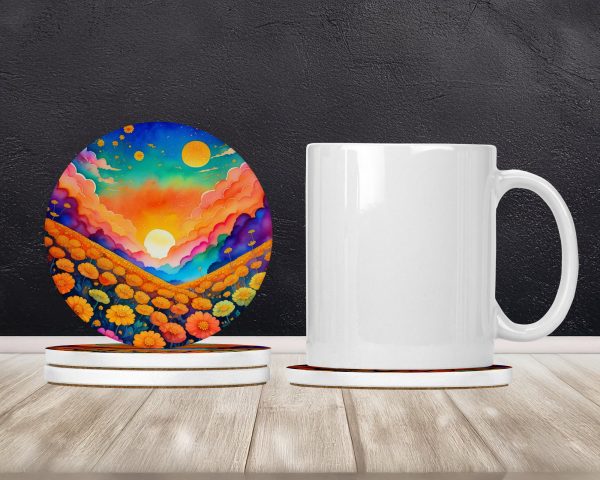 Colorful Marigolds Large Sandstone Coasters Pack of 4 For Cheap - Image 2