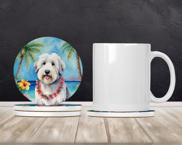 Old English Sheepdog Luau Large Sandstone Coasters Pack of 4 For Cheap - Image 2