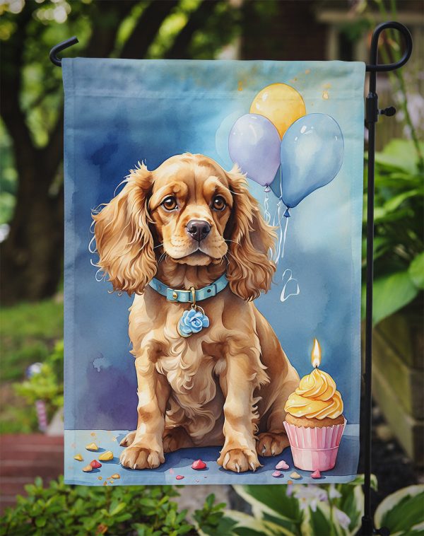 Cocker Spaniel Happy Birthday Garden Flag –Dog Birthday Cupcake Yard Decor with Balloons Cheap - Image 3