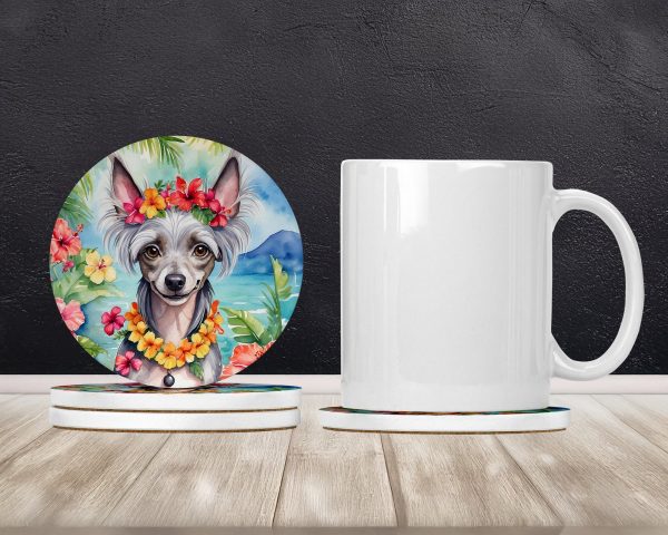 Chinese Crested Luau Large Sandstone Coasters Pack of 4 Supply - Image 2
