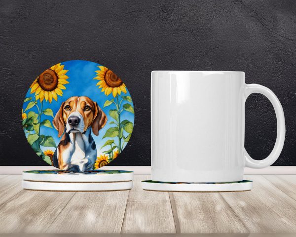 American Foxhound in Sunflowers Large Sandstone Coasters Pack of 4 Online Sale - Image 2