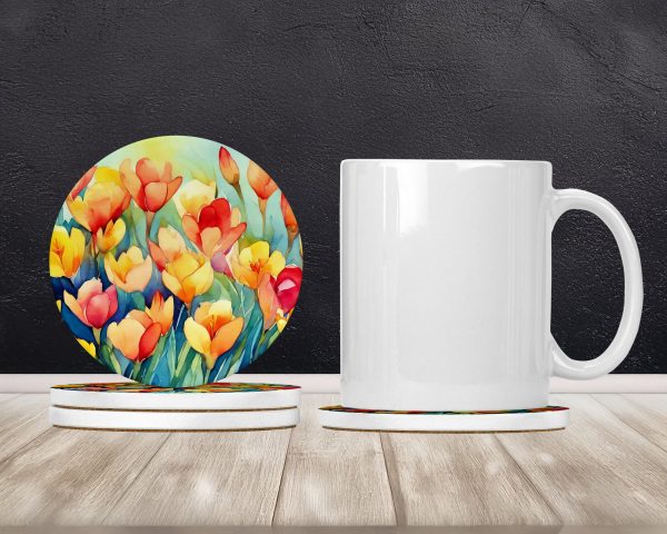 Freesias in Watercolor Large Sandstone Coasters Pack of 4 Online Sale - Image 2