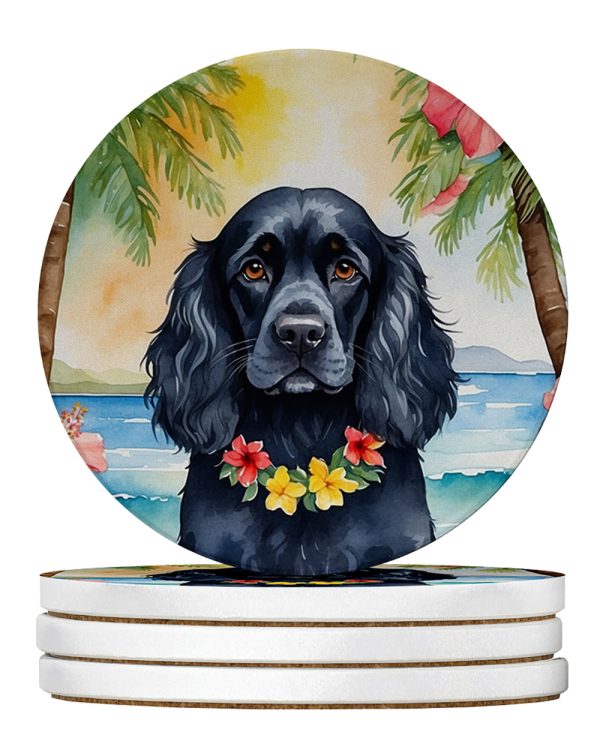 Cocker Spaniel Luau Large Sandstone Coasters Pack of 4 Online Sale