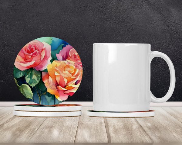 New York Roses in Watercolor Large Sandstone Coasters Pack of 4 Sale - Image 2