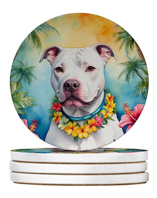 Pit Bull Terrier Luau Large Sandstone Coasters Pack of 4 Online