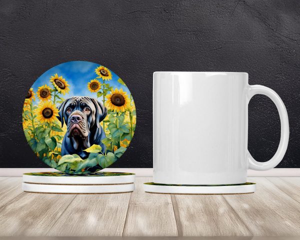 Neapolitan Mastiff in Sunflowers Large Sandstone Coasters Pack of 4 Fashion - Image 2