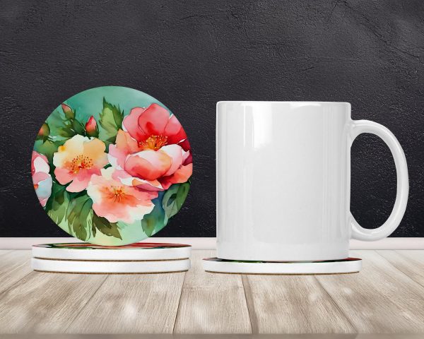 Georgia Cherokee Rose in Watercolor Large Sandstone Coasters Pack of 4 Discount - Image 2
