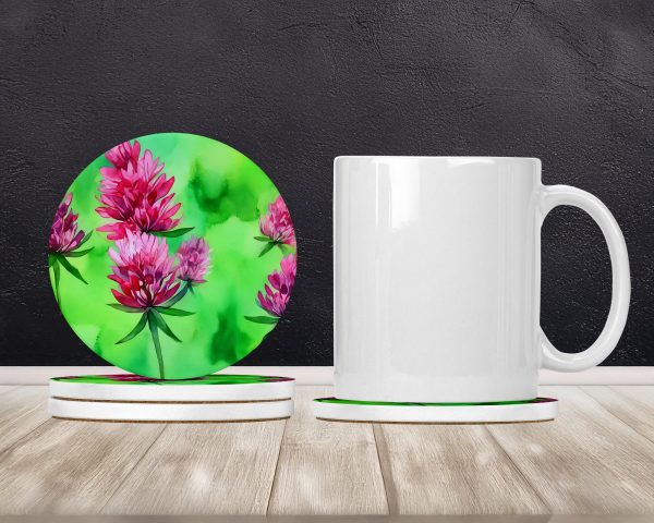 Vermont Red Clover in Watercolor Large Sandstone Coasters Pack of 4 Discount - Image 2