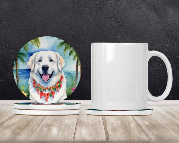 Great Pyrenees Luau Large Sandstone Coasters Pack of 4 Online Hot Sale - Image 2