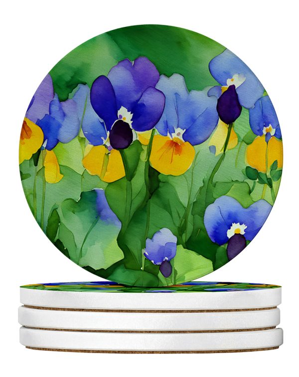 Illinois Violet in Watercolor Large Sandstone Coasters Pack of 4 Cheap