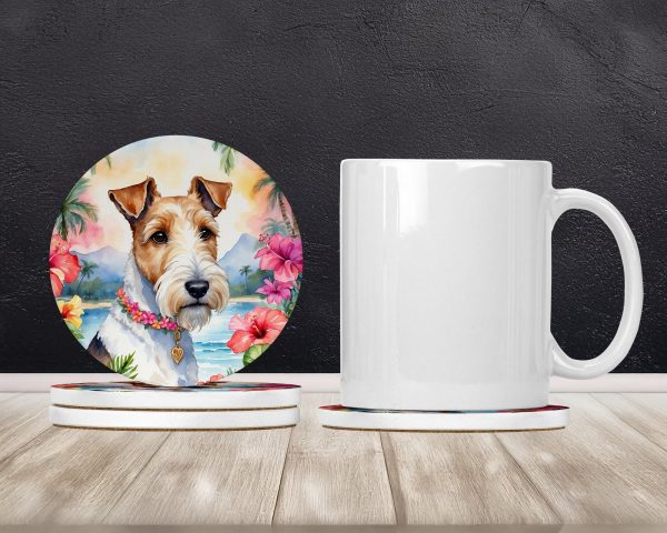 Fox Terrier Luau Large Sandstone Coasters Pack of 4 Online now - Image 2