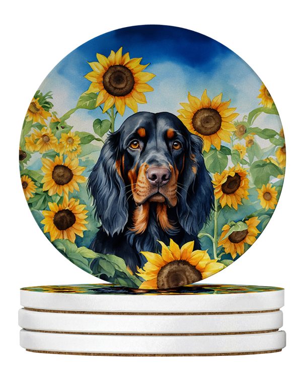 Gordon Setter in Sunflowers Large Sandstone Coasters Pack of 4 Fashion