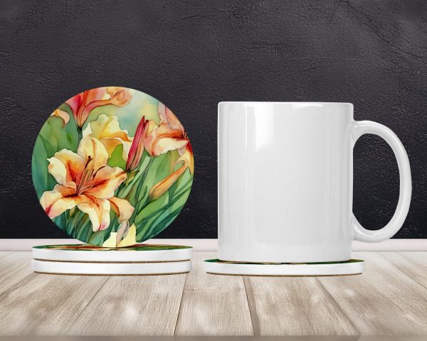Utah Sego Lilies in Watercolor Large Sandstone Coasters Pack of 4 For Cheap - Image 2