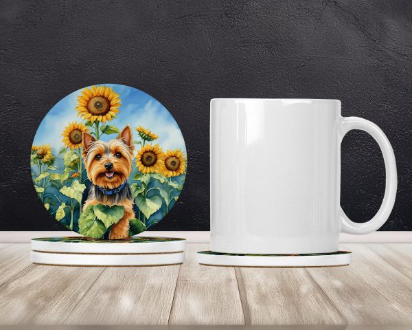 Silky Terrier in Sunflowers Large Sandstone Coasters Pack of 4 Online Sale - Image 2