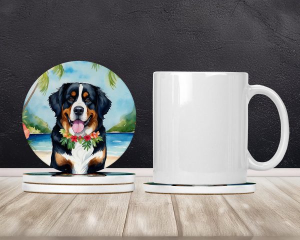 Bernese Mountain Dog Luau Large Sandstone Coasters Pack of 4 on Sale - Image 2