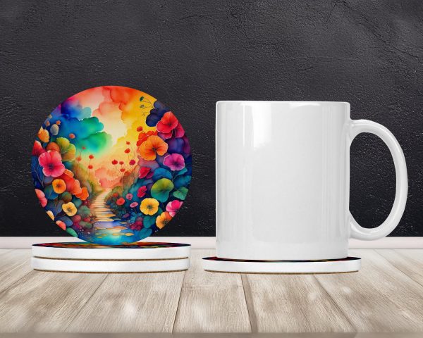 Colorful Begonias Large Sandstone Coasters Pack of 4 Sale - Image 2