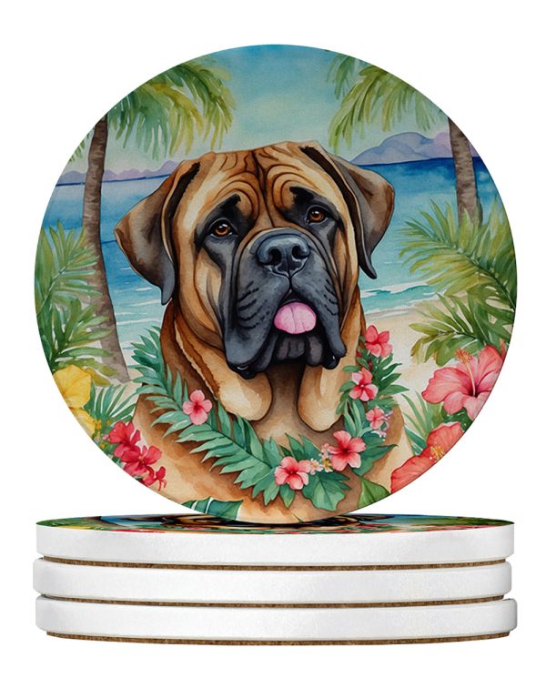 Mastiff Luau Large Sandstone Coasters Pack of 4 on Sale