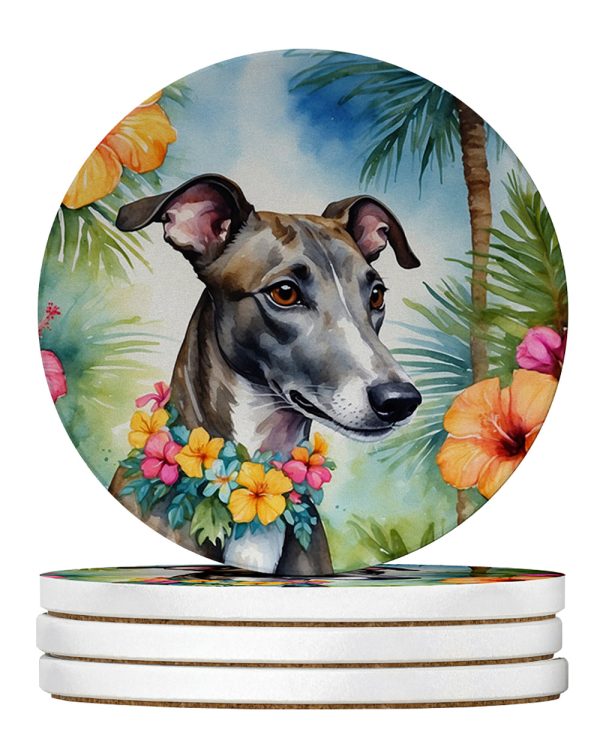 Greyhound Luau Large Sandstone Coasters Pack of 4 For Sale