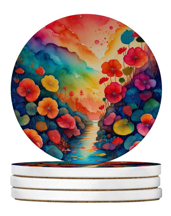 Colorful Begonias Large Sandstone Coasters Pack of 4 Sale