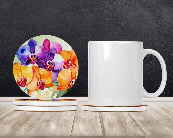 Orchids in Watercolor Large Sandstone Coasters Pack of 4 Hot on Sale - Image 2