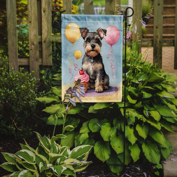 Schnauzer Happy Birthday Garden Flag –Dog Birthday Cupcake Yard Decor with Balloons Online Hot Sale - Image 2