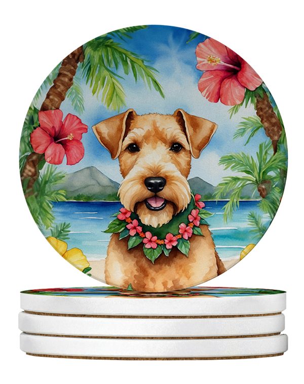 Lakeland Terrier Luau Large Sandstone Coasters Pack of 4 on Sale