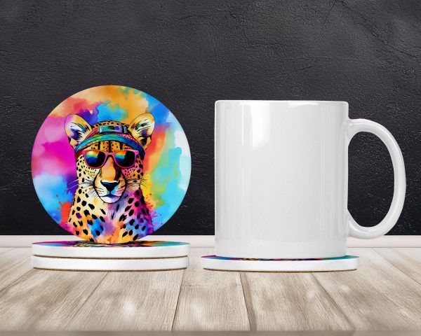 Hippie Animal Cheetah Large Sandstone Coasters Pack of 4 For Discount - Image 2