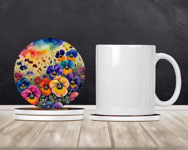 Colorful Pansies Large Sandstone Coasters Pack of 4 Fashion - Image 2