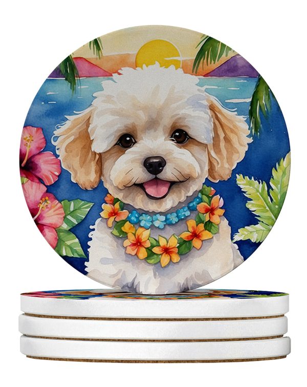 Maltipoo Luau Large Sandstone Coasters Pack of 4 Online Sale