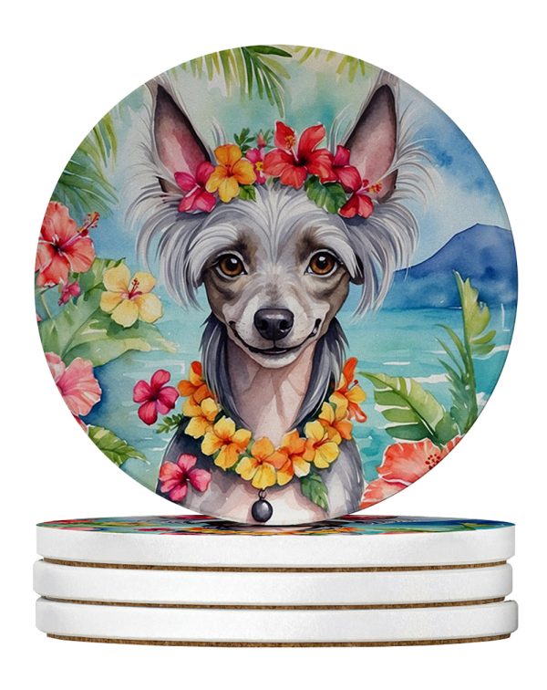 Chinese Crested Luau Large Sandstone Coasters Pack of 4 Supply