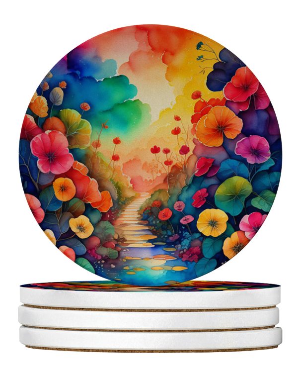 Colorful Begonias Large Sandstone Coasters Pack of 4 Sale