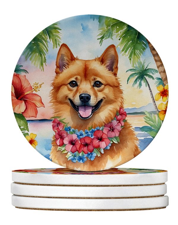 Finnish Spitz Luau Large Sandstone Coasters Pack of 4 Online