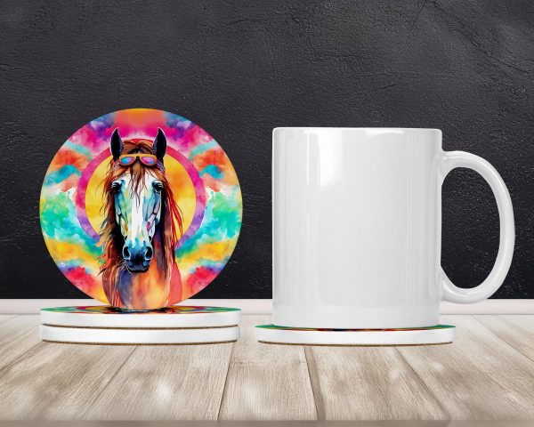 Hippie Animal Horse Large Sandstone Coasters Pack of 4 For Cheap - Image 2