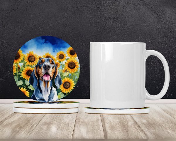 American English Coonhound in Sunflowers Large Sandstone Coasters Pack of 4 Online now - Image 2
