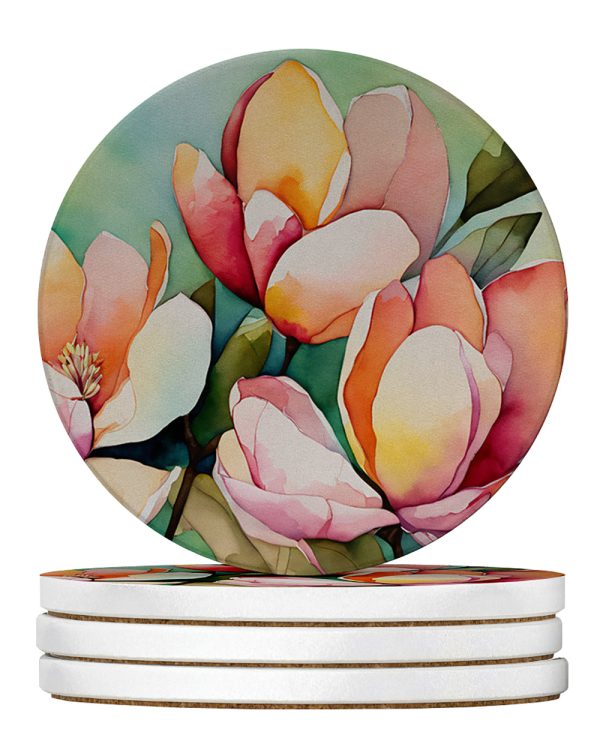Mississippi Magnolia in Watercolor Large Sandstone Coasters Pack of 4 Fashion