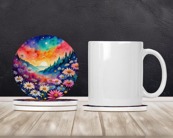 Colorful Asters Large Sandstone Coasters Pack of 4 Online now - Image 2