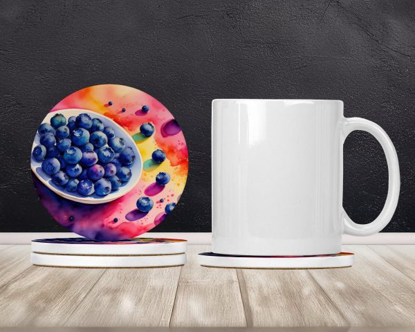 Colorful Blueberries Large Sandstone Coasters Pack of 4 Online Hot Sale - Image 2