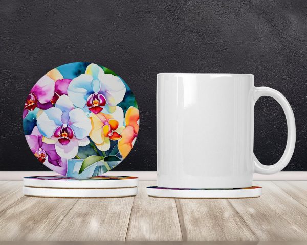 Orchids in Watercolor Large Sandstone Coasters Pack of 4 on Sale - Image 2